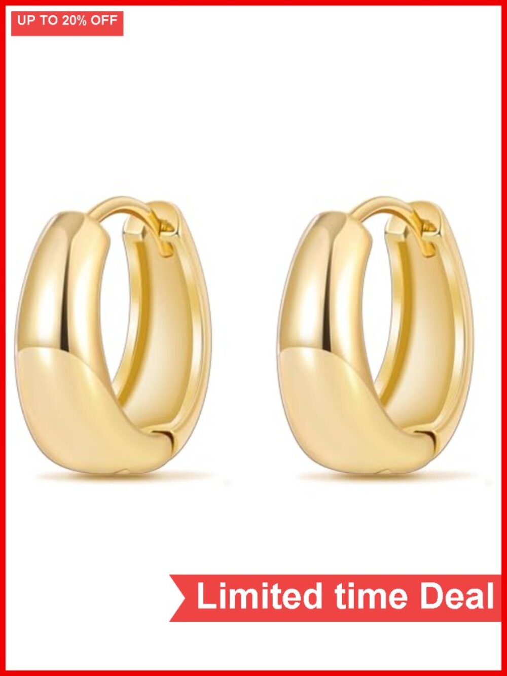 18K Gold Plated Chunky Hoop Earrings for Women